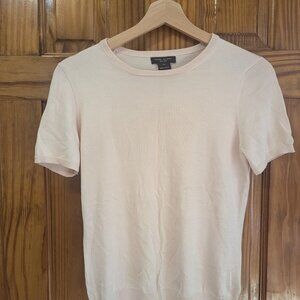 Henri Bendel Pink Silk short sleeve sweater